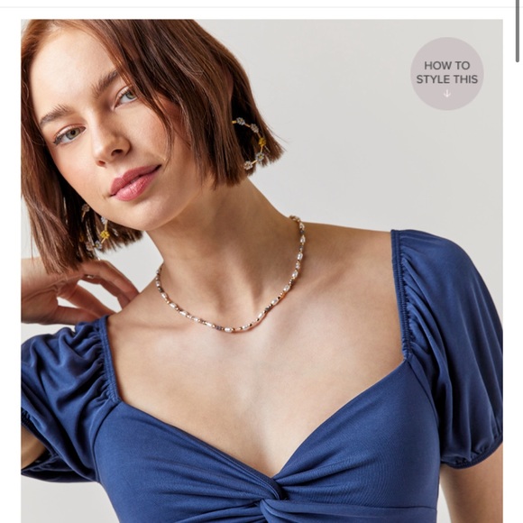 Izra Front Knot Mini Dress color navy - Picture 2 of 6